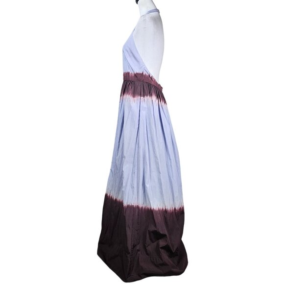 A.L.C. Blair Dip Dye Maxi Dress 10 Fudge & Sky Blue Halter Soft Girl Bohemian - Picture 4 of 14